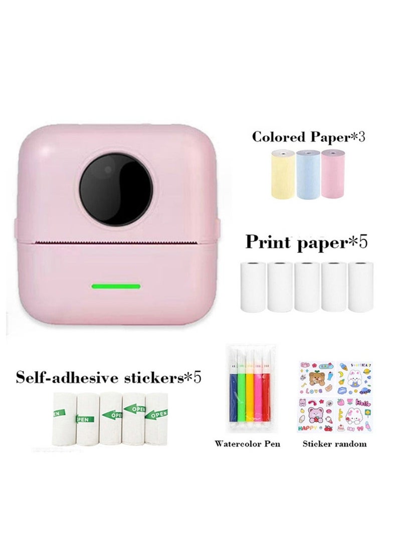 Thermal Mini Printer,Bluetooth Printer for Phone, Wireless Label Printer with Tape，Compatible with iOSAndroid Printer X5 powder+5 stickers+5 regular paper+3 colored paper+6 colored pens+1 sticker - Image 1